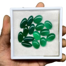 15 Pcs Natural Green Onyx 18-20mm Oval Cabochon Loose Untreated Gemstones Lot