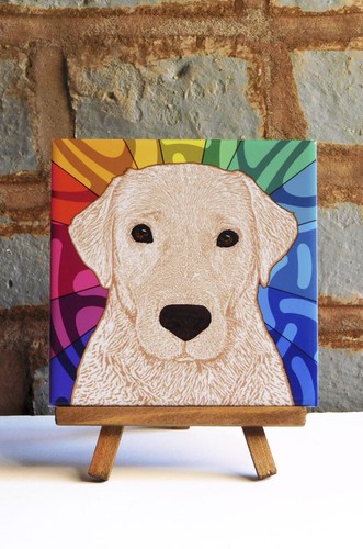 Yellow Lab Ceramic Coaster Tile - 第 1/1 張圖片