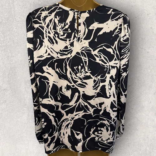 James Lakeland Navy Weiß Seidig Langarm Tunika Top Bluse IT 44 UK 12 - Bild 2 von 3
