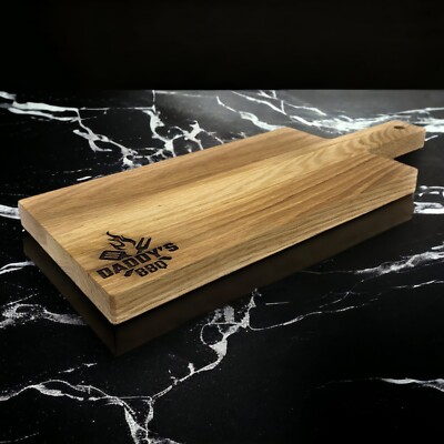 Personalisiert 48 cm rustikal lang gegriffen Eiche Holz Hackbrett - BBQ Design