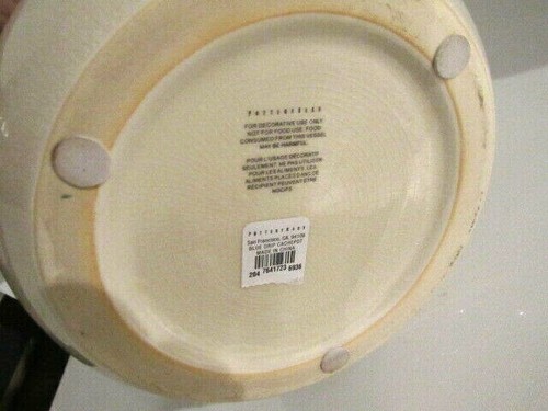 Potterybarn Cream $ Dripping Blue Glazed Porcelain Pottery Bowl Pot - Picture 7 of 7