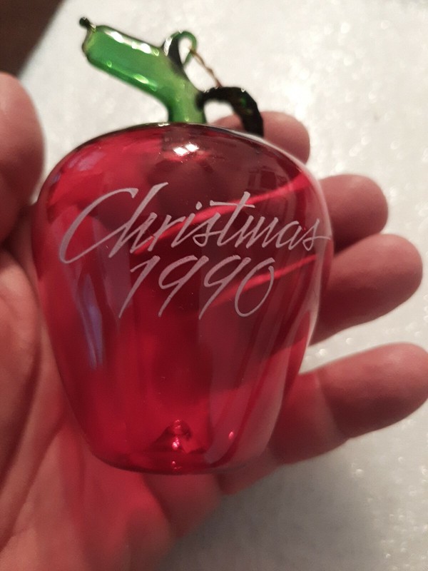 2.5" Red Apple Figurine Glass Christmas Ornament