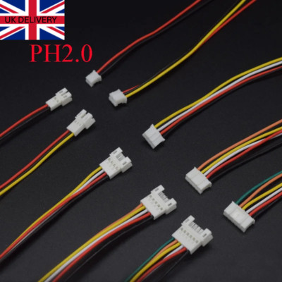 Micro PH 2,0 mm Elektrischer Steckverbinder 100 mm Drähte 2/3/4/5/6 Pin Stecker & Buchse UK