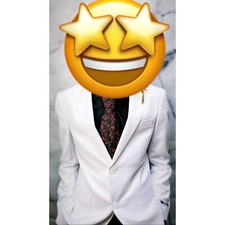 PORTABELLA Men Tuxedo Slim Fit Floral White Suit Teens