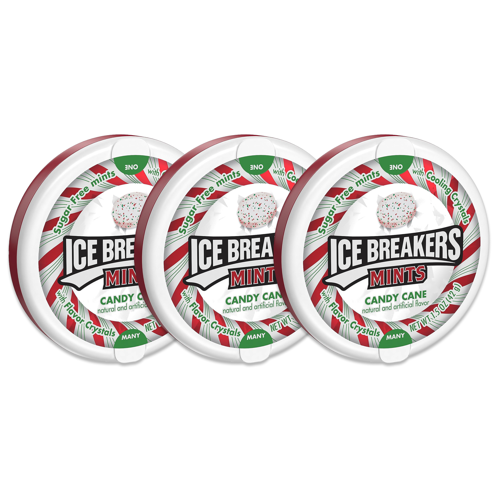 Ice Breakers Candy Cane Puck Pack – Set of 3 Refreshing Mints
