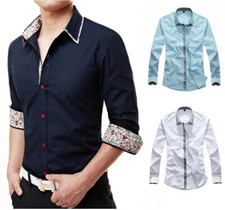 New Mens Dress Shirts Long Sleeves Luxury Slim Fit Camisas Casual Shirts Tops