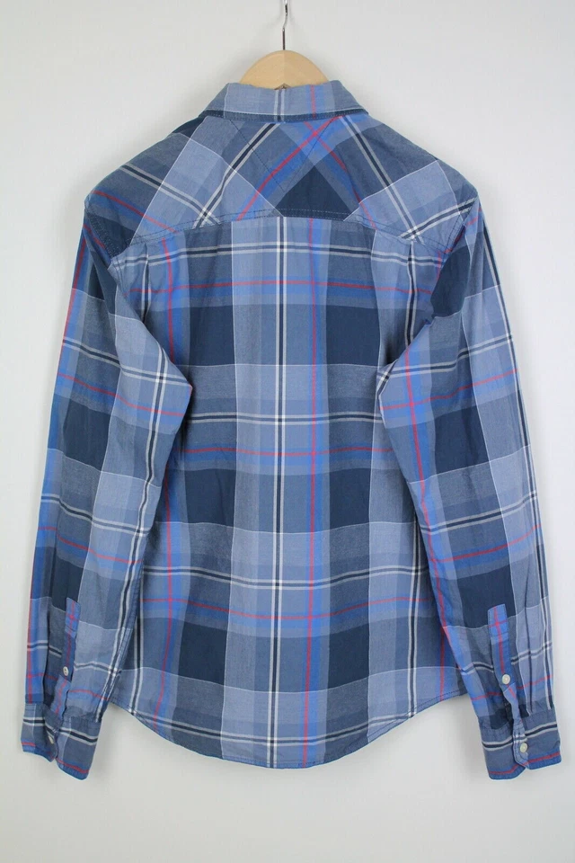 TOMMY HILFIGER DENIM | Mens Blue Red Casual Plaid Western Check Shirt | Large Foto 2 de 4