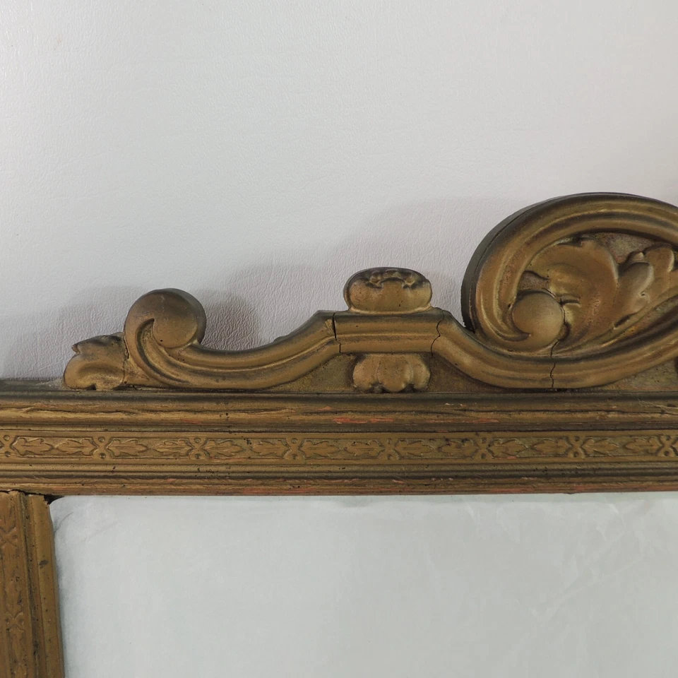 Espejo antiguo Art Nouveau de 3 paneles buffet o abrigo 43 x 19" PESADO Foto 3 de 4