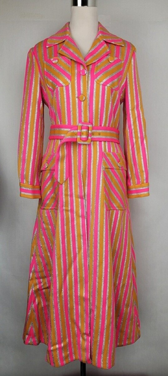Gucci★素敵！llic Pink Orange Striped Wool Dress $1800 Gucci Women's Metallic Pink Orange Striped Wool Dress