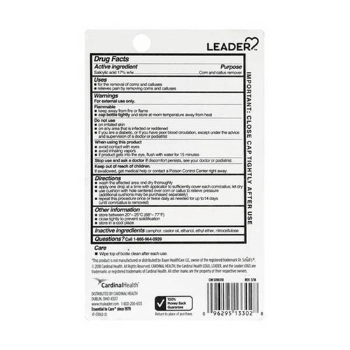 Leader Liquid Corn & Callus Remover 0.33 Fl Oz w/ 3 Cushions 096295133028VL - Picture 2 of 2