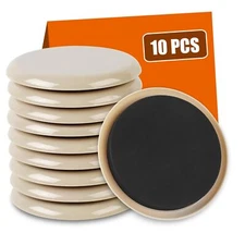 10PCS Furniture Sliders, 3 1/2" Furniture Sliders for Hardwood Floors, Reusable