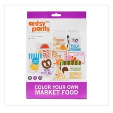 LOT OF 2 Antsy Pants 10 Pieces Color Your Own Market Food Boxes 8 Markers