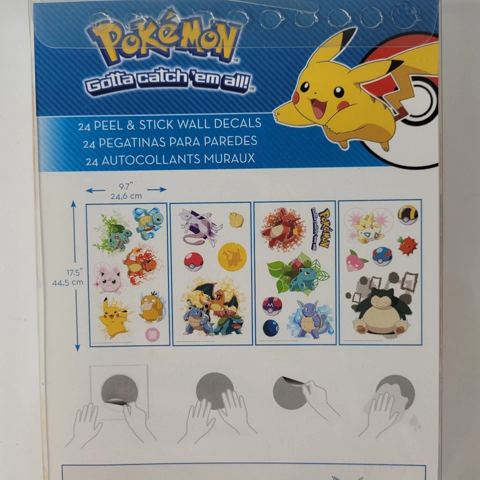 Calcomanías de pared de personajes Pokémon extraíbles reposicionables 24ct RoomMates 2018 EE. UU. Foto 3 de 4