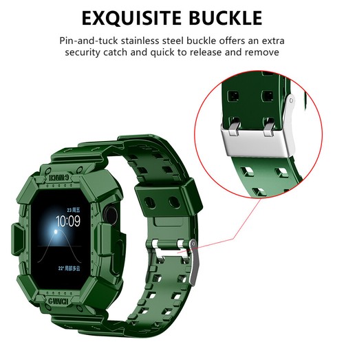 Designed for Apple Watch Series 9/8/7/6/5/4/3/2/Se,Rugged Case with Strap Bands - Picture 21 of 31