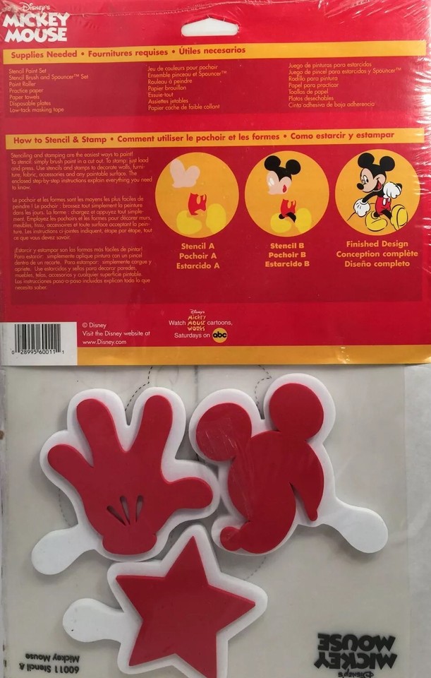 Disney Mickey Mouse Stencil & Stamp Set Wall Art Decor Kids Bedroom