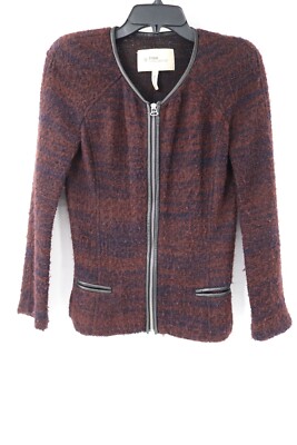 Isabel Marant Etoile Jacket Womens 1 Wool Blend Full Zip lamb leather trim