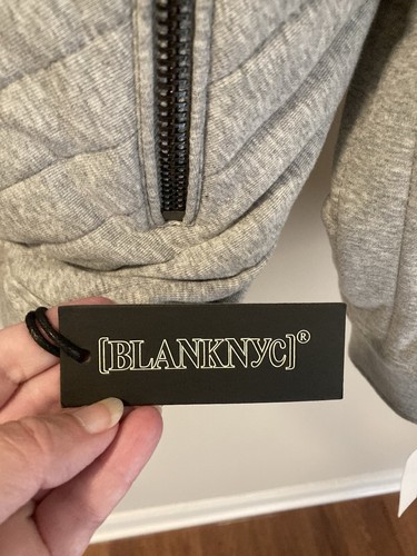 Blank NYC Moto Jacket Bomber Quilted Gray Size Large Zipper Coat NWT - Picture 7 of 11