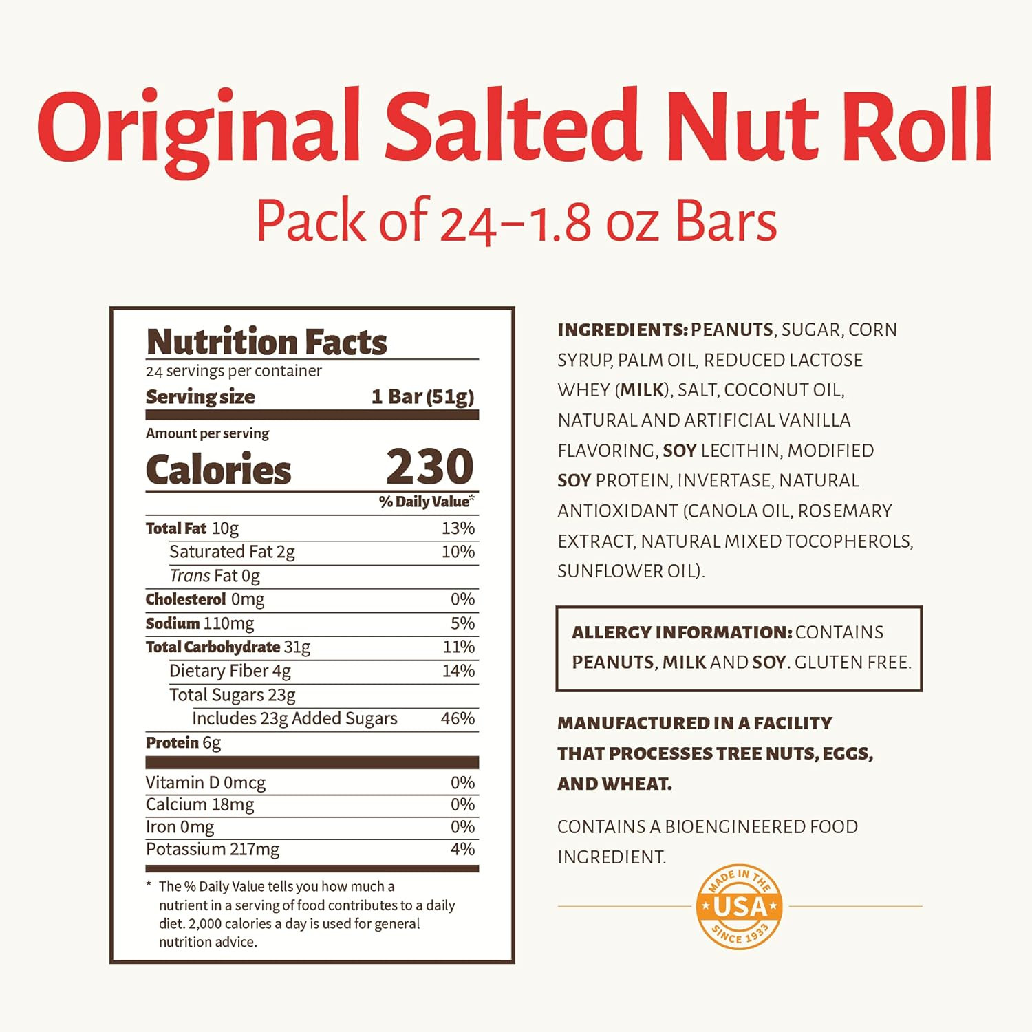 'S Original Salted Nut Roll | Peanut, Caramel, Nougat Candy | 24 Full- Size Cand