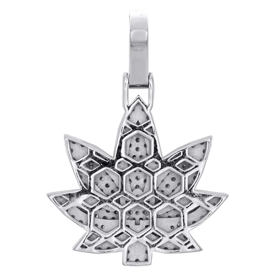 Подвеска в виде листа конопли с круглым бриллиантом из белого золота 10 карат 1,90 карата - Изображение 3 из 4