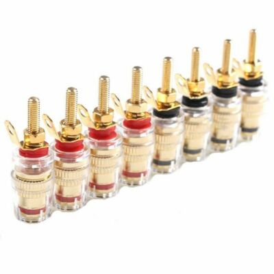 8x Bananen Stecker Lautsprecher Terminal Polklemme Binding Post Vergoldet 42mm