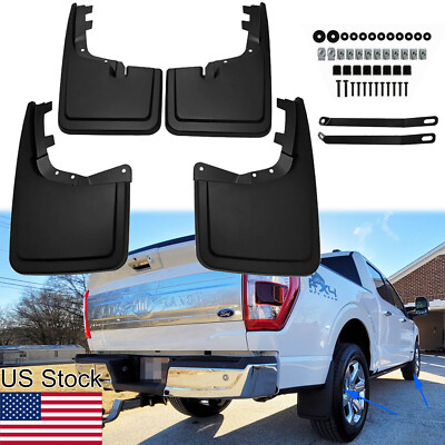 Ry_tech Black Mud Flaps Splash Guards With Hardware For 2021-2024 Ford F-150 (Fits All Except Raptor)
