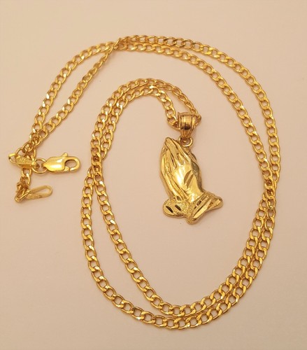 Real 14K Yellow Gold Praying Hands 
