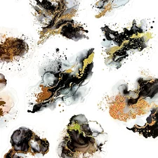 Black and Metallic Gold Splatter Stickers Junk Journal Collage Scrapbooking