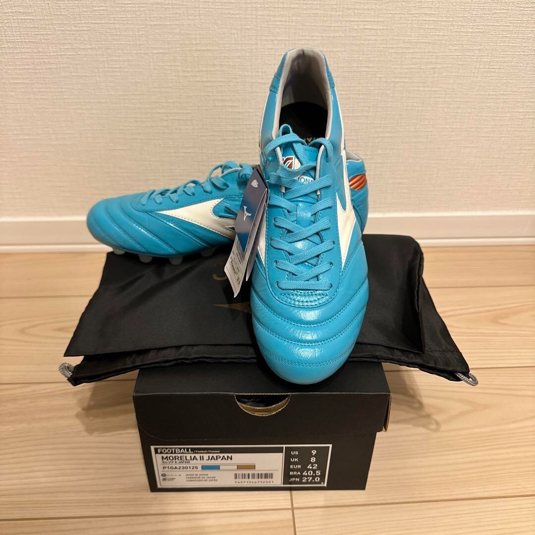 Mizuno MORELIA 2 Japan AZURE BLUE Soccer Shoes US9.0 Mizuno MORELIA 2 Japan AZURE BLUE Soccer Shoes US9.0