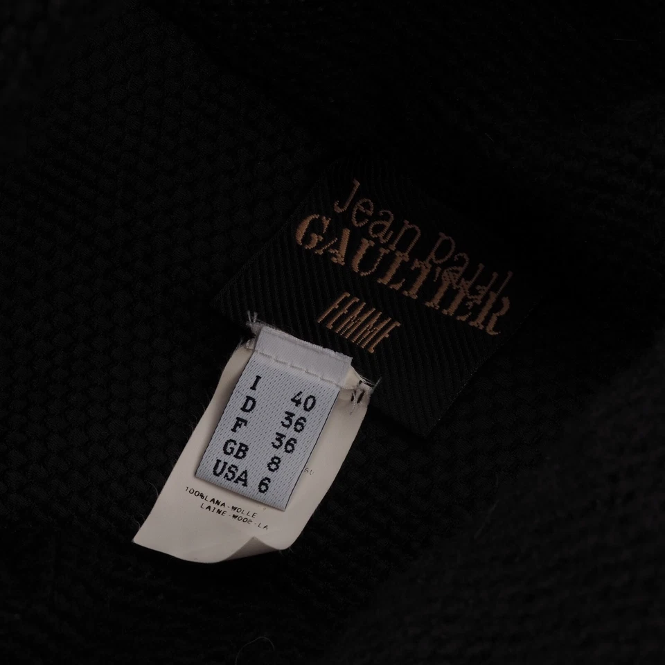 Jean Paul Gaultier Femme Vintage JPG Womens Black Wool Sweater Dress IT40 US6 - Image 4 of 4