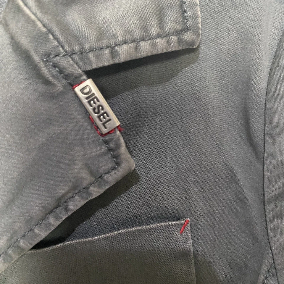 Diesel 夹克女式灰色棉混纺三扣长袖口袋 M 码 — 第 4/4 张图片