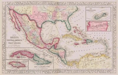 13395.Decoration Poster.Home Wall interior art design.1844 map of Caribbean Cuba