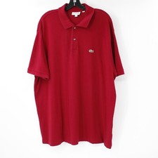 lacoste polo shirt men's size 3 short sleeve classic fit red cotton solid