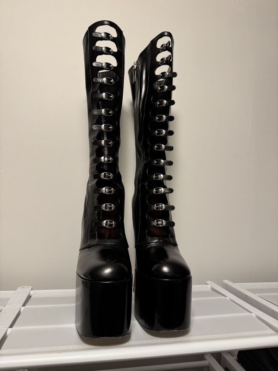 稀少✨DESTROY スペイン製 ハラコ×布 厚底 ロングブーツ 39 y2k 取り寄せ]SHAKER-60 / スパイク厚底ブーツ【DEMONIA】 | Spider Rock Web