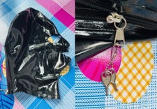 Black latex mask open eyes nose mouth one lock zip 0.4mm