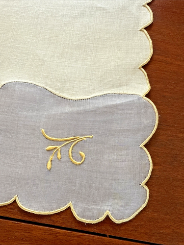 Set of 4 Vintage MADEIRA Embroidered Linen Organza Yellow Napkins & Placemats - Picture 5 of 9