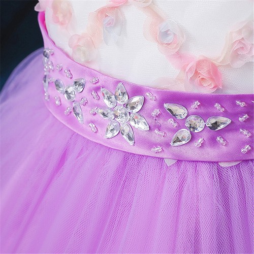 Pageant Flower Girls Tulle Tutu Dress Wedding Bridesmaid Kids Birthday Ball Gown - Picture 98 of 107