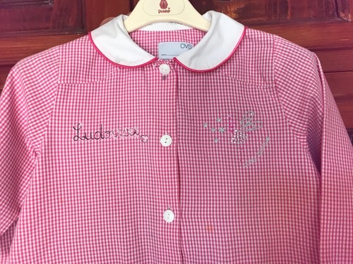 Mädchen Kindergarten Schürze rosa kariert Oviesse