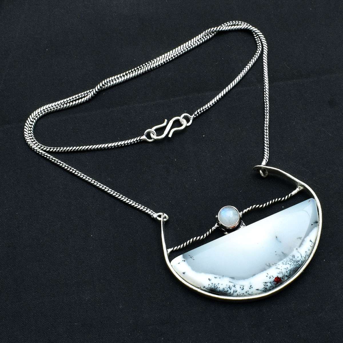 Dendrite Opal Rainbow Moonstone Handmade Necklace Jewelry 23 Gms AN 49579