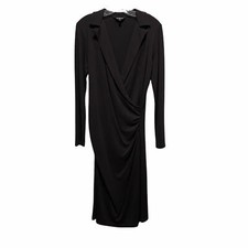 ABS Allen Schwartz Faux Wrap Dress Midi Length Brown Size Large