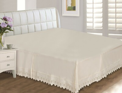 Eyelet Lace Cotton Blend 400 Thread Count Bedding Skirt Wrinkle Free Super Soft