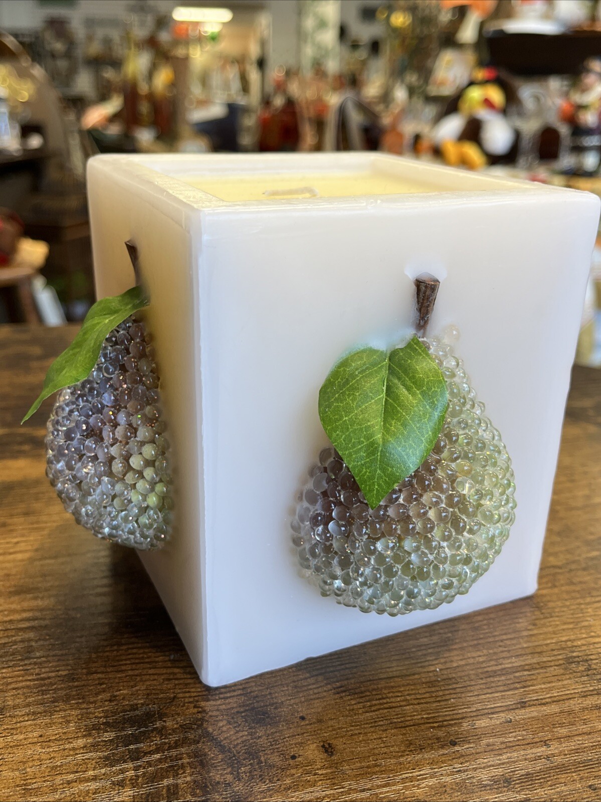 Glo Large Square Candle Featuring Elegant 3D Pear Design-image