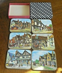 Vintage Regent Series Coasters Old Inns (Wilson) Set of 6 Made in Great Britain