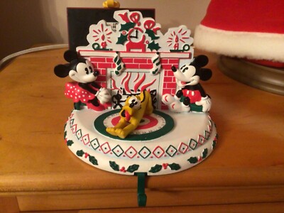 RARE DisneyStore  Retro Mickey & Minnie Stocking Holder Hanger Disney Christmas