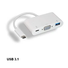[x10] USB 3.1 Type C to VGA 1920x1200 and USB 3.0 A/C Connect for TV PC Laptop