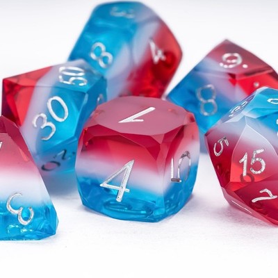 Enchanter s Elixir Dice Set   Red, White & Blue Resin Polyhedral Dice
