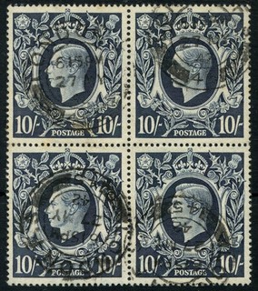 SG 478 10s Dark Blue Block Of Four Fine Used