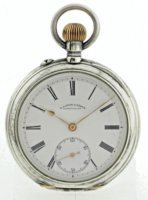A.Lange & Söhne Glashütte offene 900er Silber Herren Taschenuhr 1B-C Werk ~1912