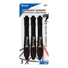 BAZIC Black Chisel Tip Jumbo Permanent Markers w/ Grip (3/Pack), pack of 24