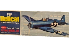 OPEN BOX Guillow’s Grumman F6F Hellcat US WWII Scale Flying Balsa Wood Model Kit