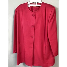 Speigel For You Red Long Sleeve Blazer Jacket Skirt Set Size 20 Vintage Suit